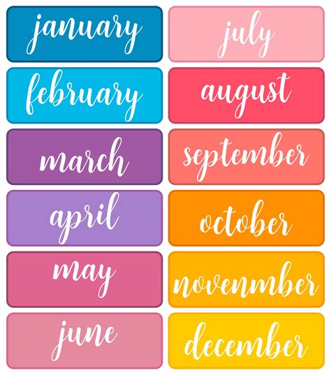 Free Printable Months Of The Year Labels Printable Word Searches