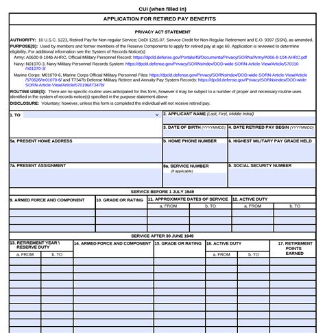 Dd Form 108 Application For Retired Pay Benefits Forms Docs 2023