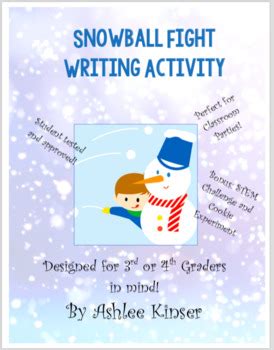 Snowball Fight Writing Activity Winter Party Idea 3rd Or 4th Grade