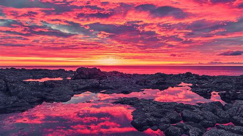1080p Free Download Ocean Sunset Seas Ocean Shoreline Sunset