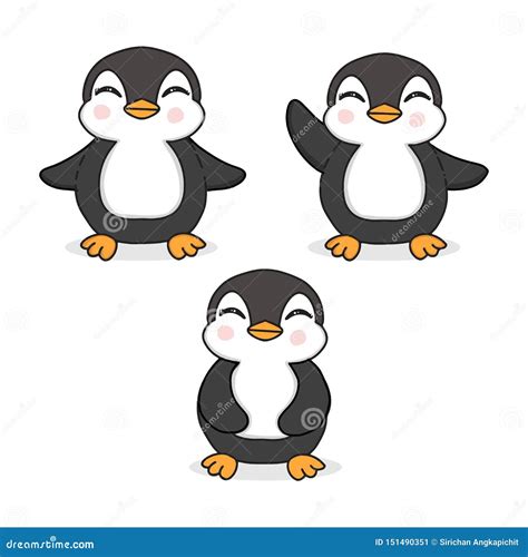 Cute Baby Penguin Cartoon On White Background Stock Illustration