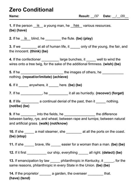 36 Printable Zero Conditional Pdf Worksheets With Answers Grammarism