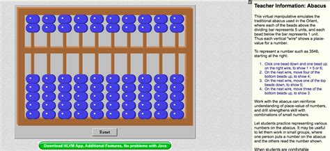 The National Library Of Virtual Manipulatives Sis For Teachers