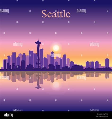 Seattle City Skyline Silhouette Background Vector Illustration Stock