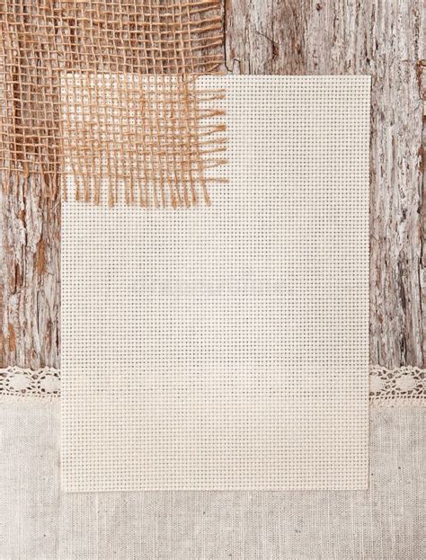 Canvas Burlap And Linen Fabric On The Old Wood Stock Photo Image Of