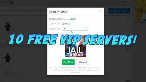 It still needs lots of sorting and lots. ROBLOX JAILBREAK 10 FREE VIP SERVERS EXPIRED - YouTube