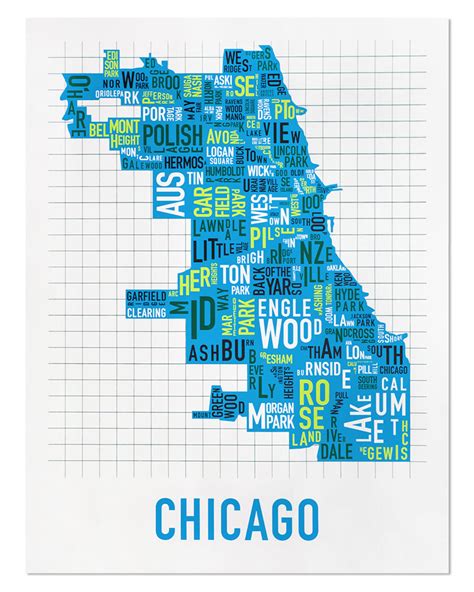 Chicago Typographic Neighborhood Map Neighborly