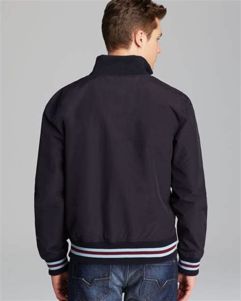 Fred Perry Tipped Nylon Bomber Jacket In Blue For Men Navy Lyst
