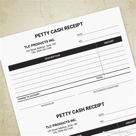 Petty Cash Receipt Printable Personalized For 55 X 85 Half Sheet