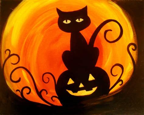 Jack O Lantern Cat Uncorked Canvas