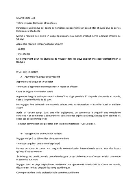 Sujet Grand Oral Anglais Monde Contemporain  La Galerie