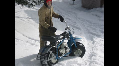 Super Bronc Vintage Mini Trail Bike In The Snow Heald Motorcycle Youtube