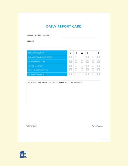 Free Blank Report Card Template Download 154 Reports In Word Pdf