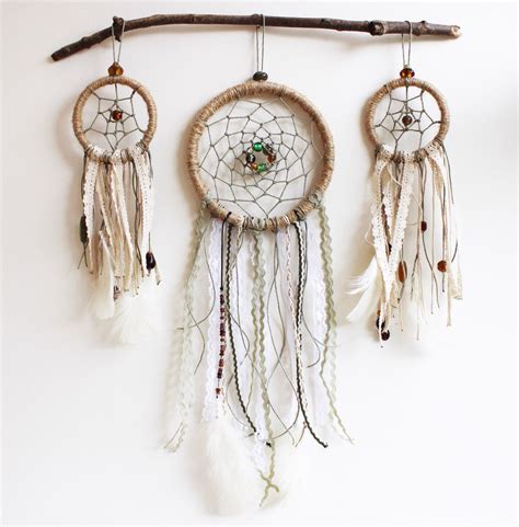 Bohemian Dream Catcher Earth Tones 3 Or 5 Wall Decor Feathers