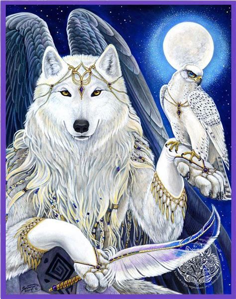 Angel Winged Wolf Print Wolf Spirit Animal Art Fantasy Wolf