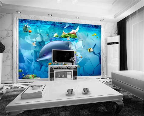 3d Dolphins Crossing 118 Floor Mural Self Adhesive Sticker Bathroom No
