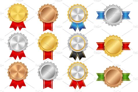 Medals Rosettes With Ribbons Graphics Creative Market