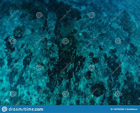 Turquoise Ocean Water With Coral Reef Aerial Stock Photo Image Of