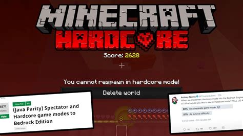 Minecraft Hardcore Mode 2020 What We Know So Far Java And Bedrock Parity Features Youtube