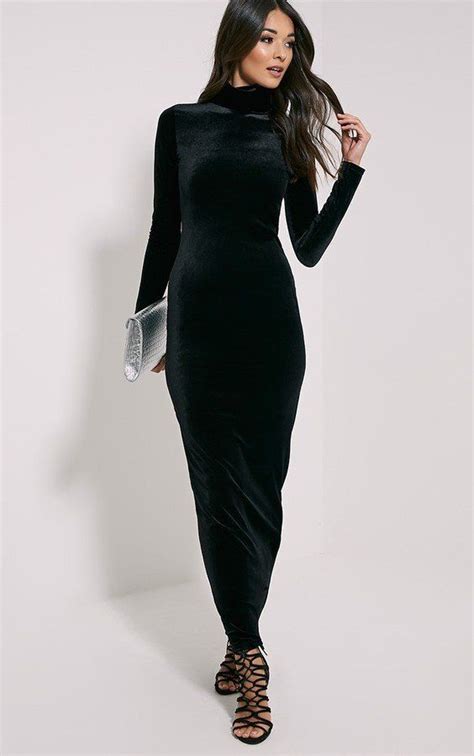 Cindy Black Turtle Neck Velvet Maxi Dress Turtle Neck Maxi Dress Maxi Dress Long Black Dress
