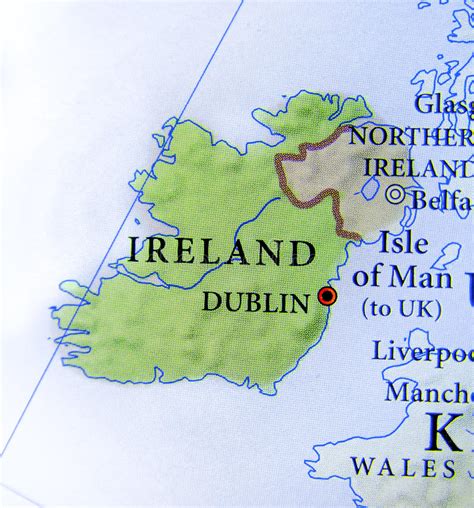 Geographic Map Of European Country Ireland With Important Cities Stock