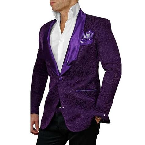 High Quality Purple Paisley Mens Suits Groom Tuxedos Groomsmen Wedding