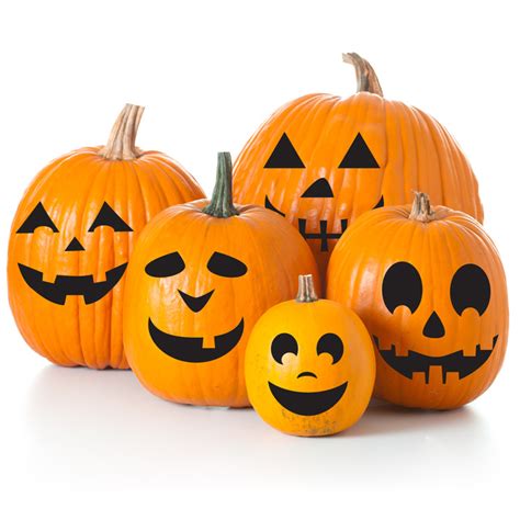 Jack O Lantern Decals Set Of 6 Faces Halloween Pumpkin Stickers