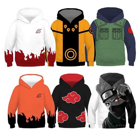 Kids Naruto Uzumaki Naruto Uchiha Sasuke Akatsuki Anime Costume Hoodie