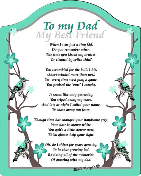 Buy To My Dad From Son Fathers Day Birthday Missing You Just Because Touching 5x7 Poem With