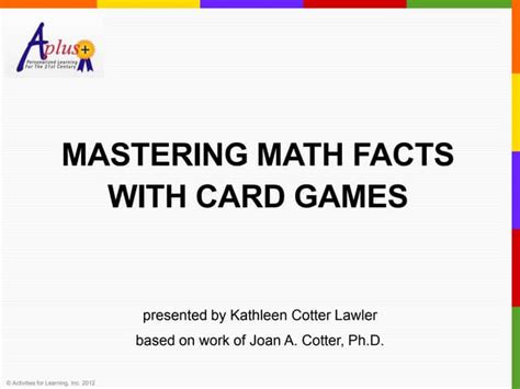 Mastering Math Facts With Card Games Ppt