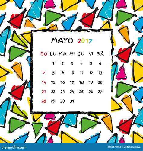 Spanish Calendar 2017 Template Stock Vector Illustration Of Calendar