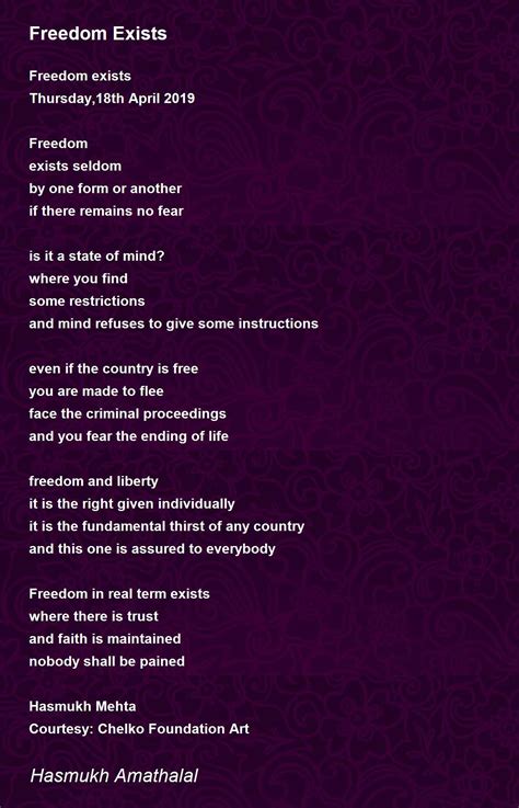 Freedom Exists Freedom Exists Poem By Mehta Hasmukh Amathaal