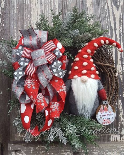 gnome christmas wreath front door wreath for christmas etsy christmas wreaths christmas