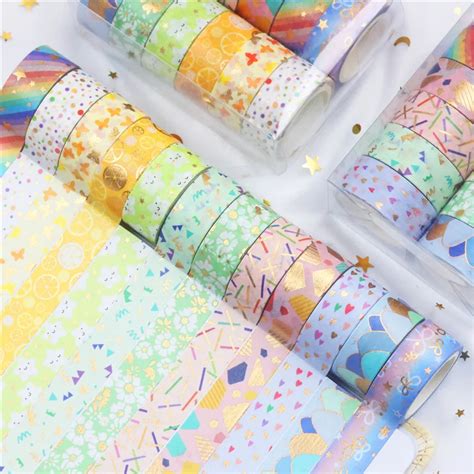 Rolls Cute Gold Foil Washi Tape Set For Diy Decoration Gift Wrapping