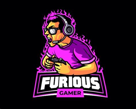 Furious Gamer Cartoon Logo Mascot Vector Premium Download
