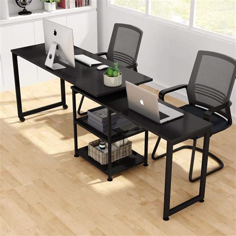 Tribesigns Reversible L Shaped Desk With Storage Shelves Free Rotating Corner Computer