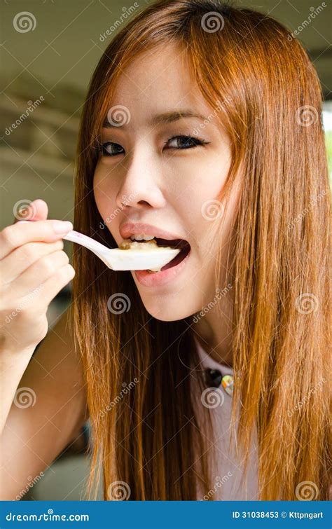 Asian Cute Girl Eating Stock Image Image Of Leisure 31038453