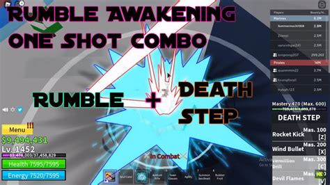 Rumble Awakening One Shot Combo Blox Fruits Update 14 Youtube