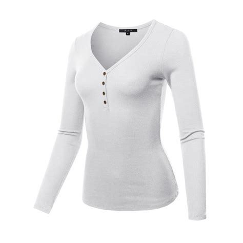 A2y A2y Womens Lightweight Long Sleeve V Neck Thermal Henley Tops