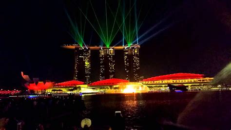 Merlion Park Singapore Night Light Show Youtube