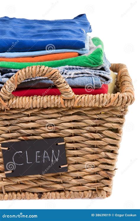 Washed Fresh Clean Clothes In A Laundry Basket Royalty Free Stock