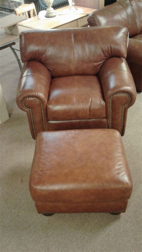 Cognac Leather Chair And Ottoman Delmarva Furniture Consignment