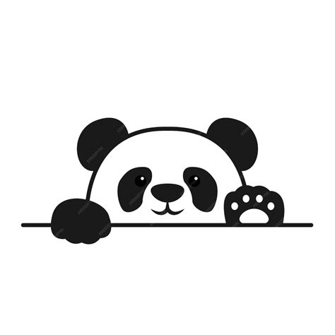 Premium Vector Cute Panda Paws Up Over Wall Panda Face Cartoon Icon
