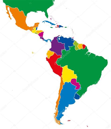 Am Rica Latina Mapa De Estados A Todo Color