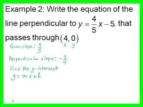 Y = 5x + 9 y = 5 x + 9. writing the equation of a line perpendicular to another ...