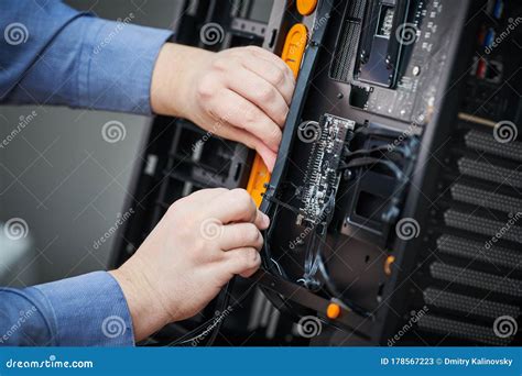 Computer Maintenance And Warranty Repair Service Cable Laying Stock