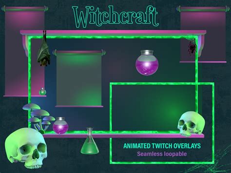 Witch Twitch Animated Overlays Goth Horror Magic Witchcraft Stream