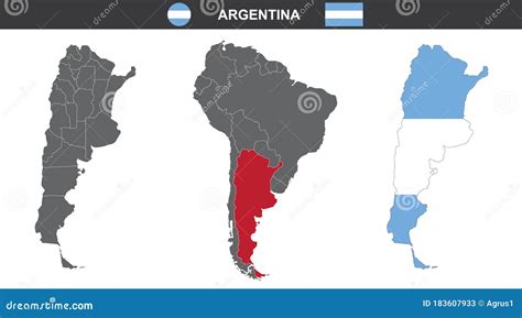 Vector Map Flag Of Argentina Isolated On White Background Stock Vector