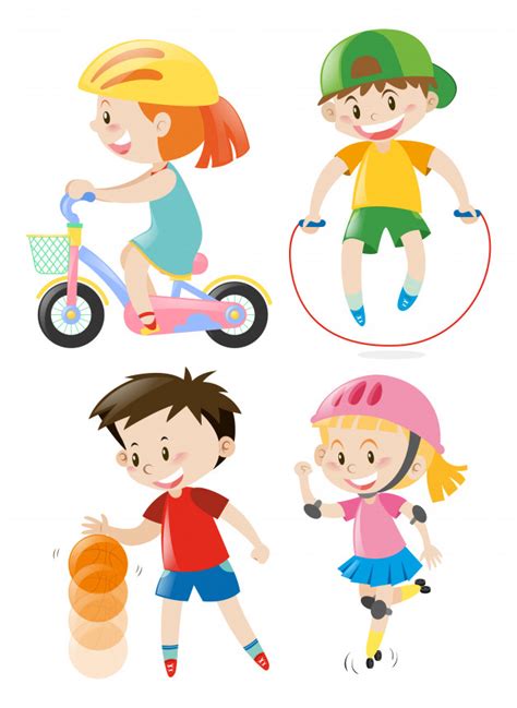 Boy doing pushups icono de botón de cristal de cuatro colores. Niños haciendo diferentes tipos de ejercicios | Vector Premium
