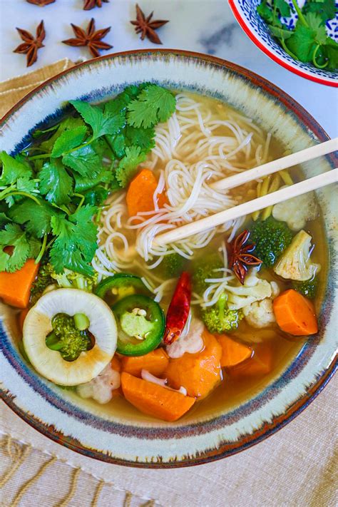 Delicious Homemade Vegan Pho Vietnamese Noodle Soup Justine Cooks Vegan